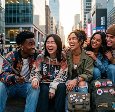 Gruppo di amici in viaggio